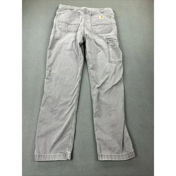 Carhartt Pants Mens 32x32 Gray Relaxed Fit Canvas Workwear Utility Distressed - Picture 14 of 15